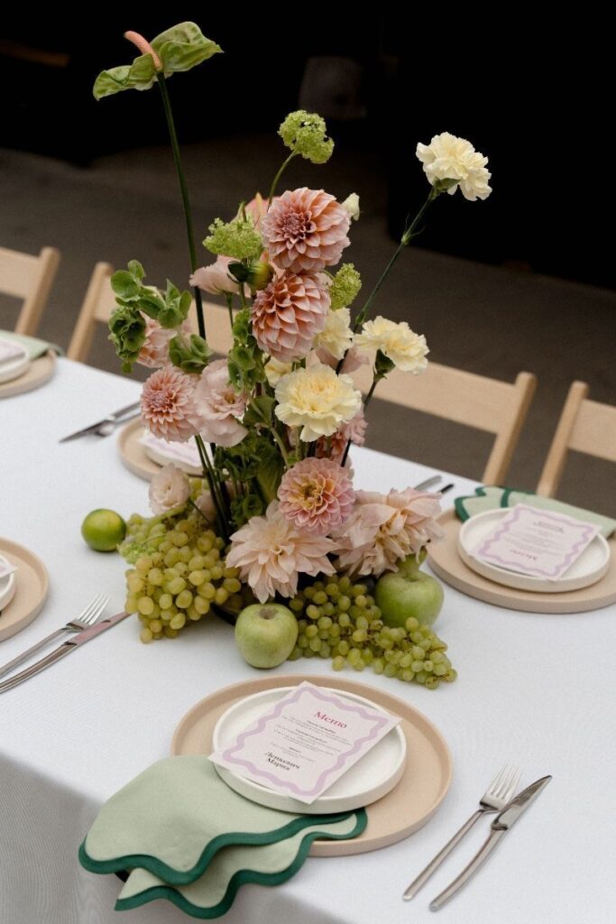 Live Table Scapes Incorporating Fruit