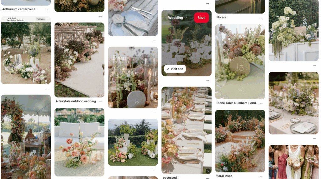 A Pinterest board to reference during your floral consultation